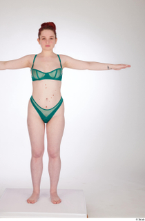 Yeva green bra green lingerie green panties standing t-pose underwear…